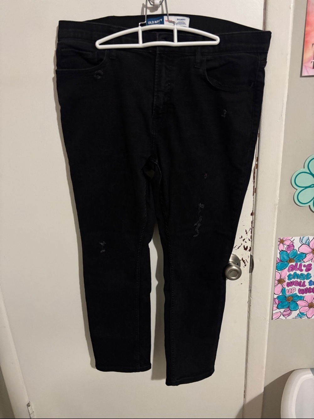 Men's 38x30 Old Navy Skinny 360 Degree Stretch Distressed Jeans Black